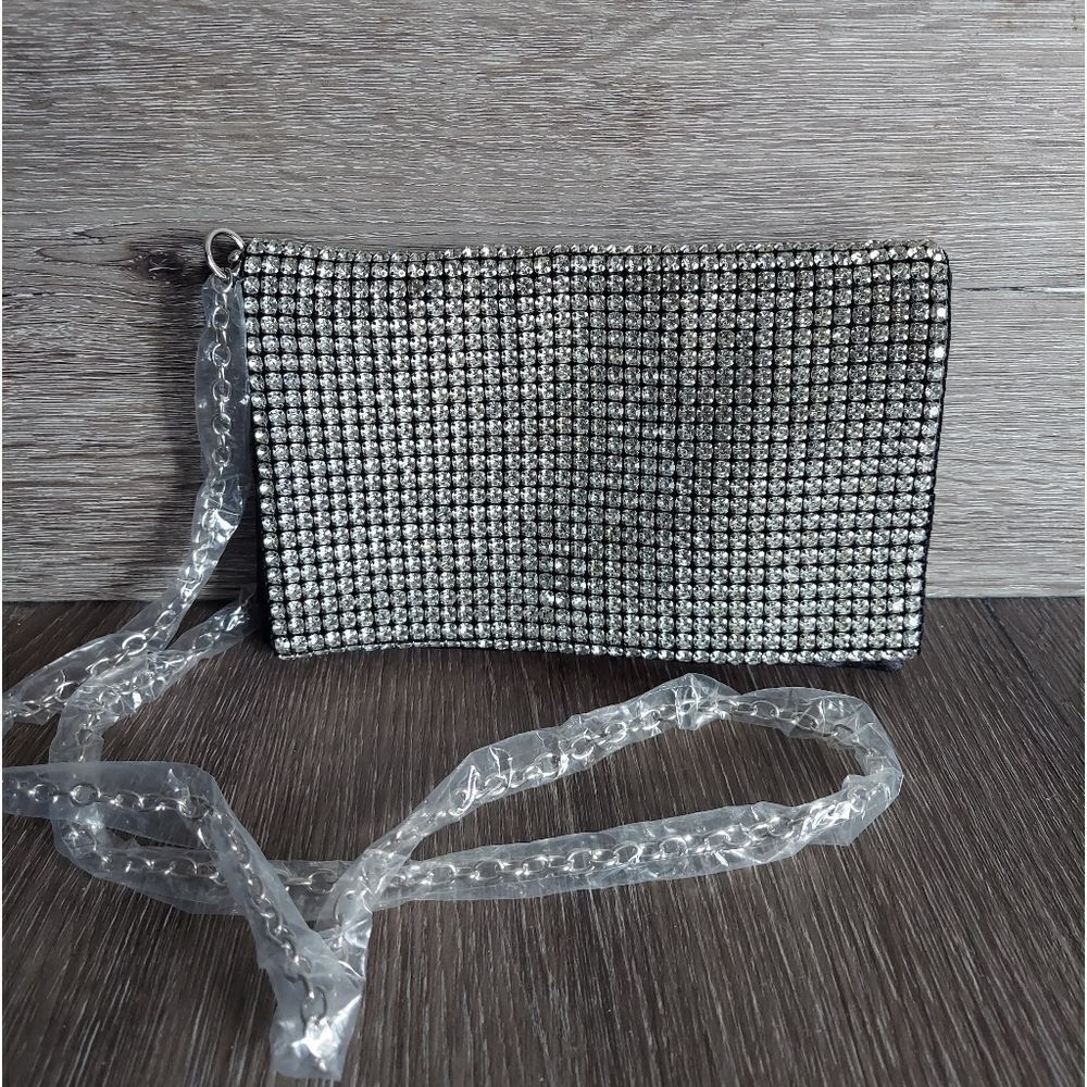 NEW AMBER SCEATS Stella Crystal Bling Crossbody Bag, Evening Clutch With Strap